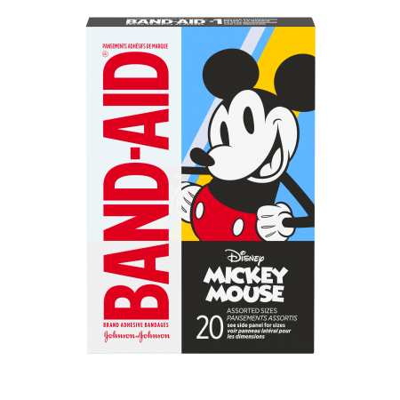 Band-Aid® Decorated Plastic Bandages, Mickey Mouse, 20/bx