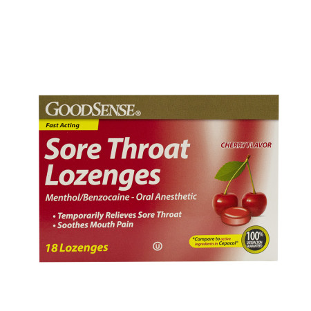 GoodSense® Sore Throat Lozenges, Cherry Flavor, 18/Box