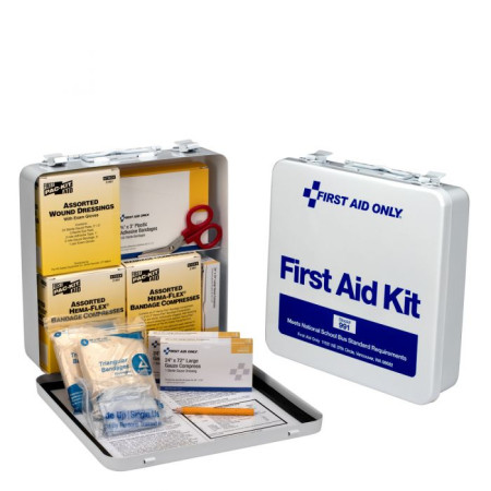 School Bus First Aid Kit, Metal, Complete