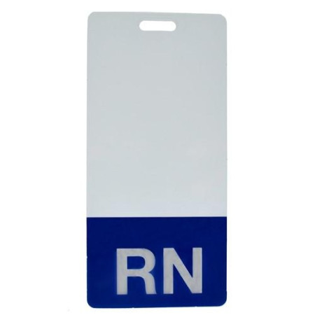 RN Badge Buddy w/Blue Border, Vertical