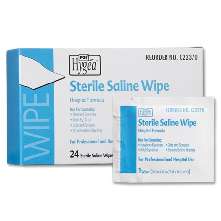Sterile Saline Wipes, 24/Box