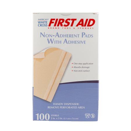 2" x 3" Non-Adherent Pads with Adhesive, 100/Box