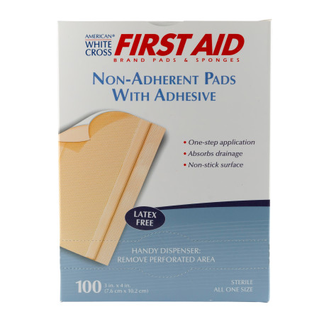 3" x 4" Non-Adherent Pads with Adhesive, 100/Box