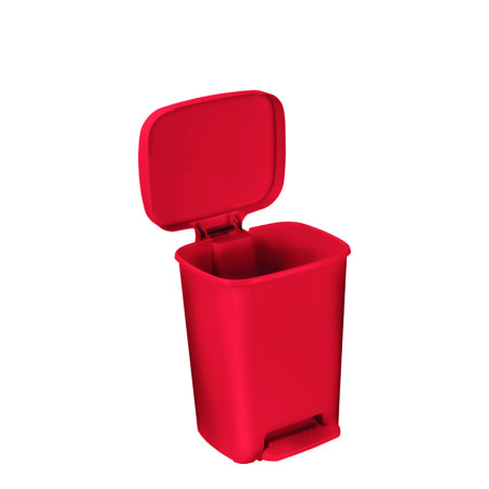 8 Gallon Rectangular Plastic Step-On Waste Receptacle, Red