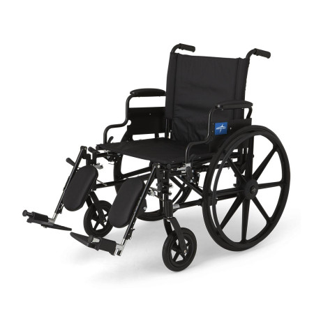 Wheelchair, 22" Seat, Padded Swing-Back Desk Arms, Legrest