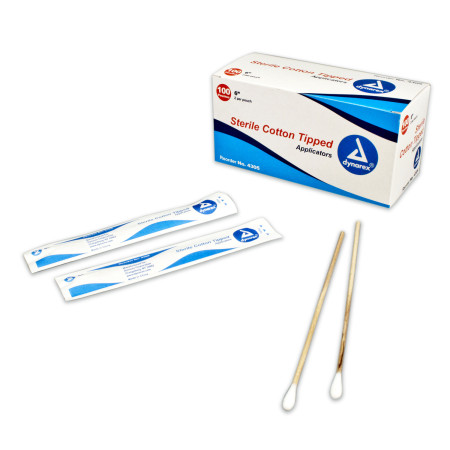 Sterile 6" Cotton Tipped Applicators (2/Pkg, 100 Pkg/Bx)