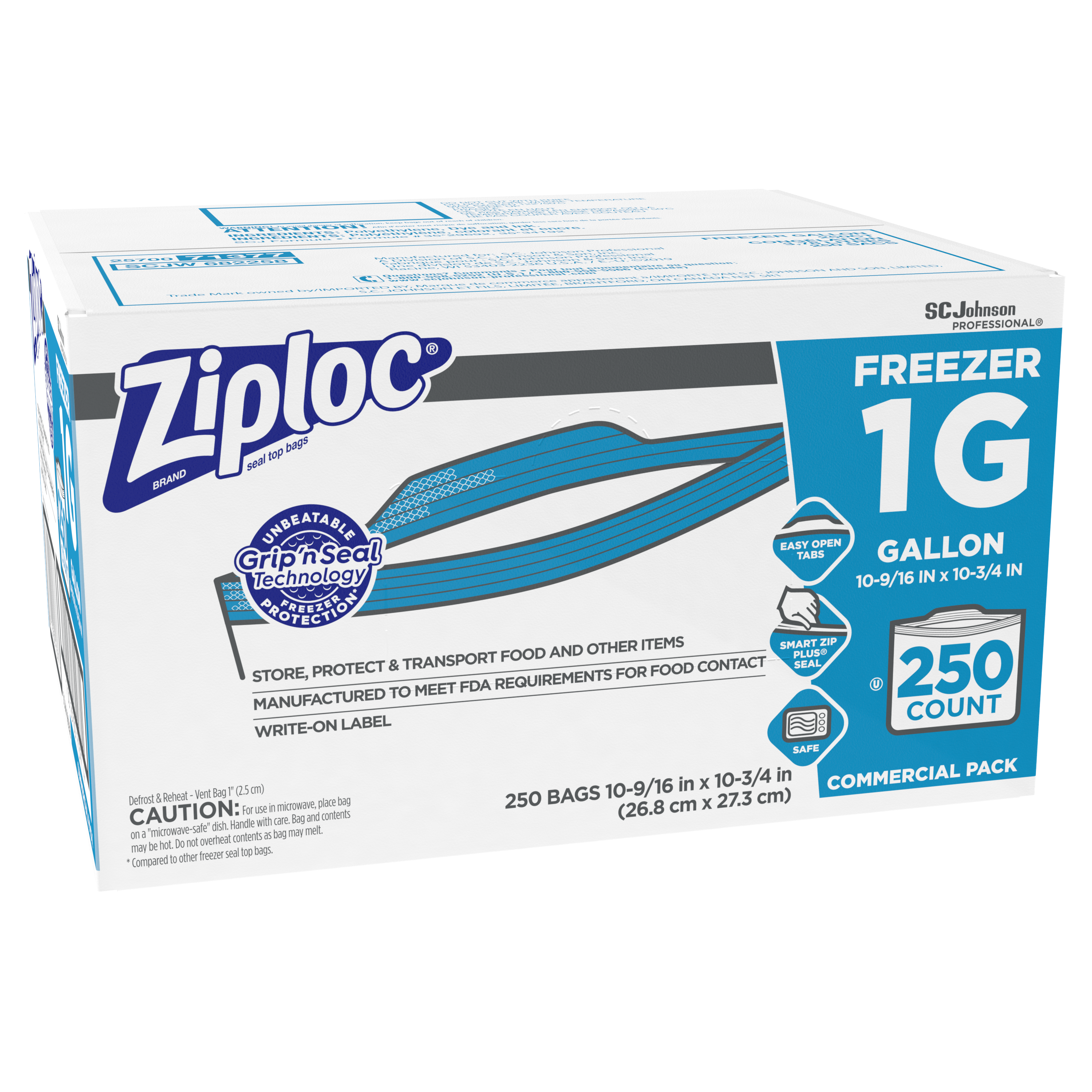 Ziploc® One Gallon Freezer Bags, 250/Case