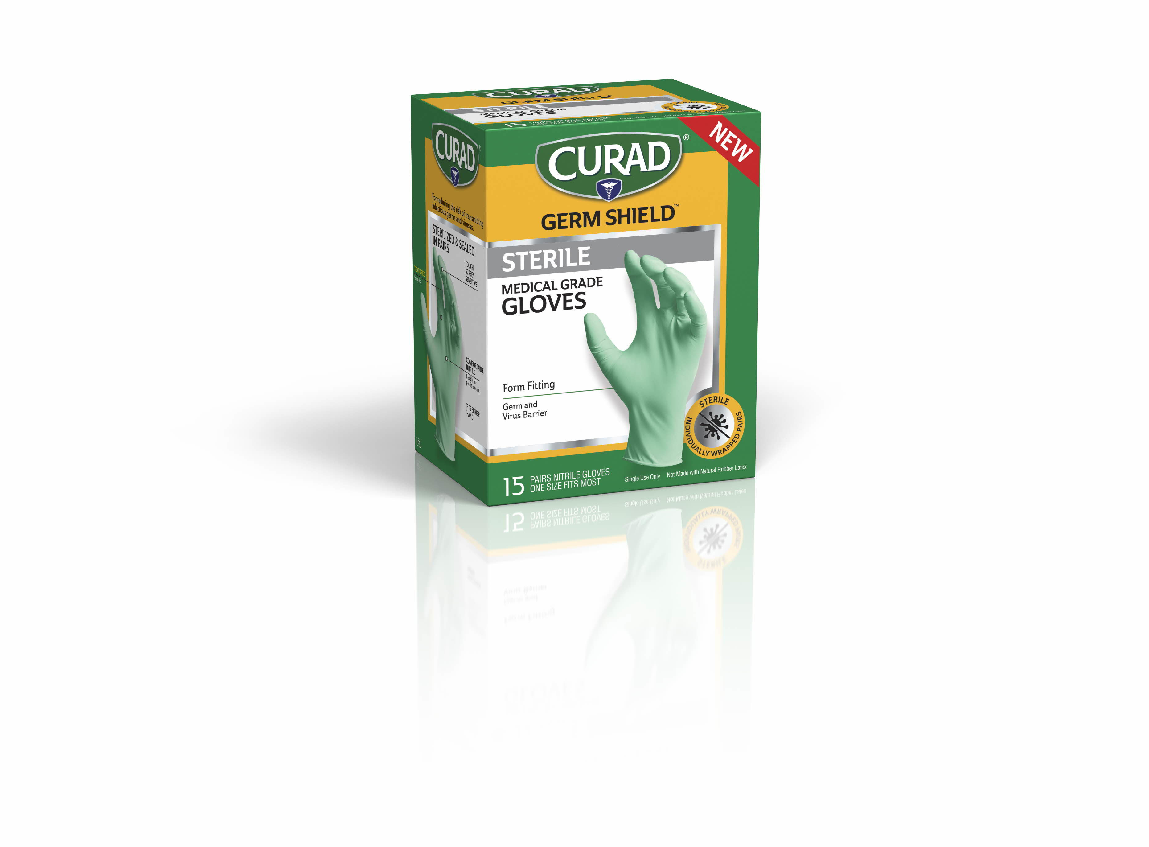 Macgill Curad Germshield Sterile Nitrile Exam Gloves 15 Pairs Box