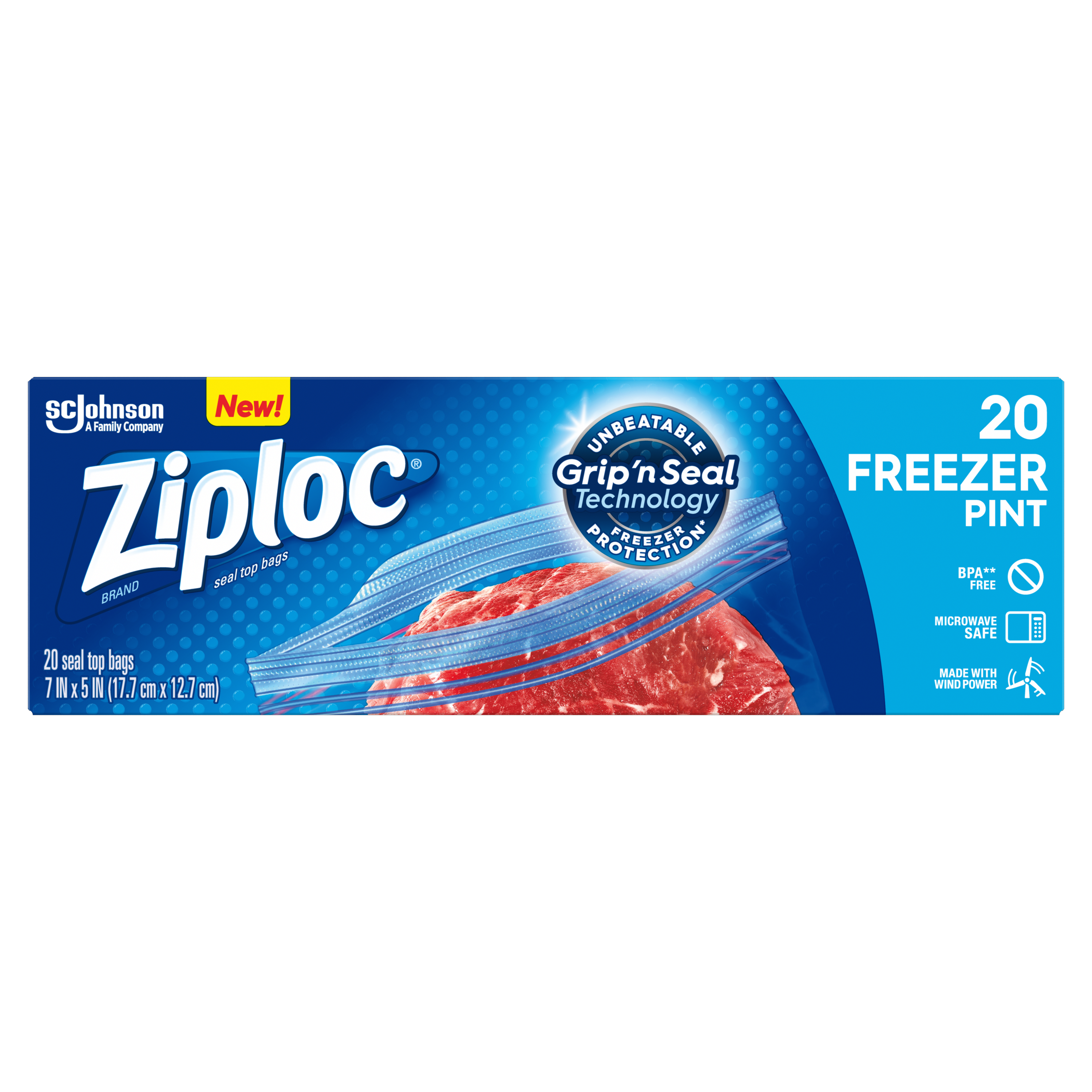 Ziploc® Heavy Duty Freezer Bags, 7 x 8, Quart Size (38/Bx)