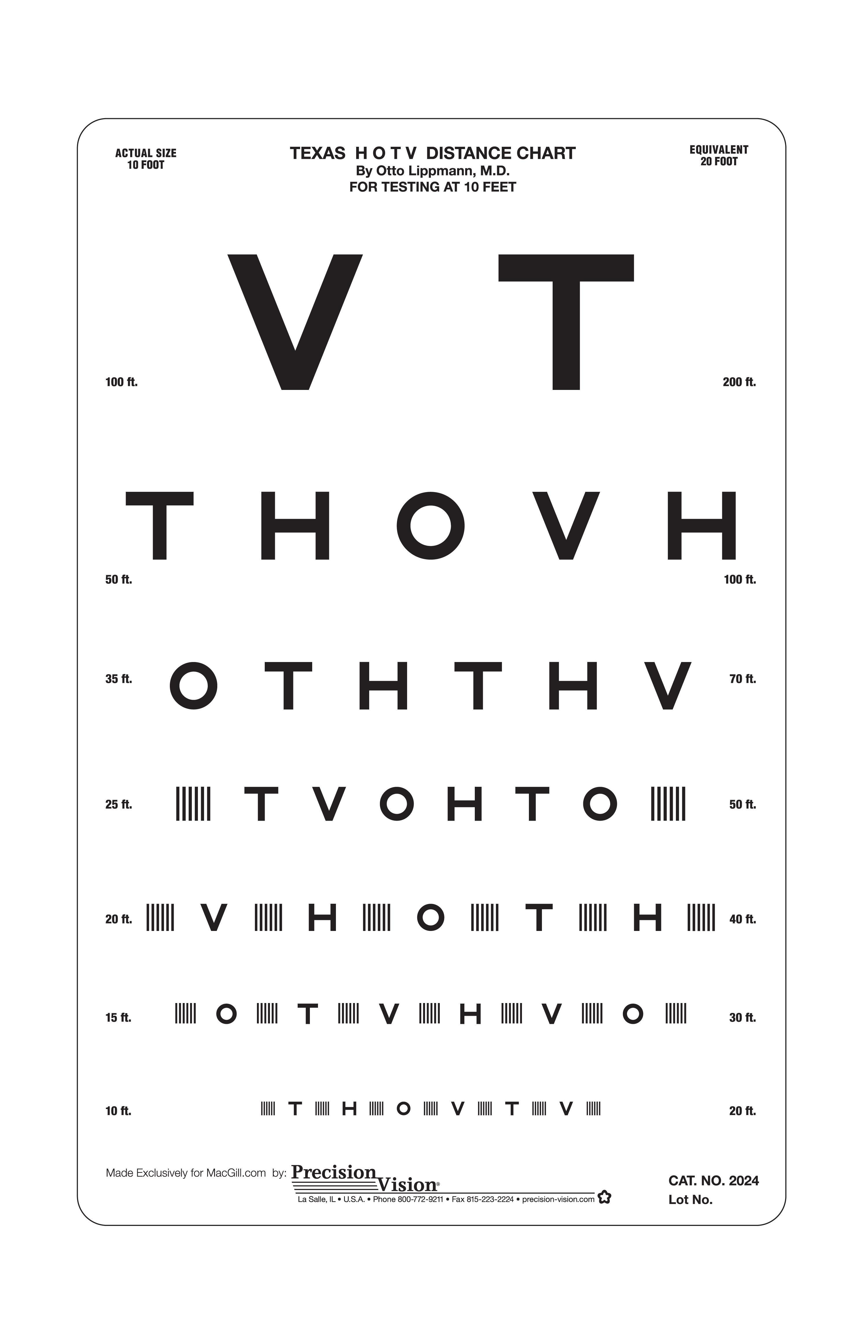 HOTV Eye Chart (10 ft)