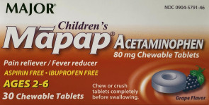 Acetaminophen Chewables, 80 mg, 30/Box