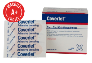 3" x 3" Coverlet® Flexible Fabric 4-Wing Bandages 50/Box