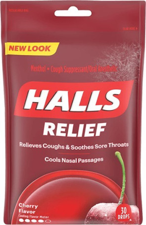 Halls Cough Drops, Cherry 30/Bag