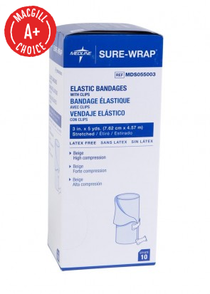 3" x 5 Yds Economy Elastic Bandages with Clips, 10/Pack