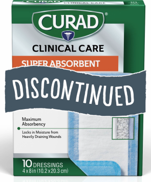 Curad Ultrasorb 4" x 8" Wound Dressing, 10/Box
