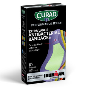 Curad Performance Series Anti-Bacterial XL Bandages, 10/Box