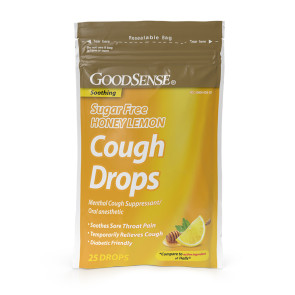 Economy Cough Drops, Sugar Free, Honey Lemon, 25/Bag