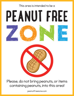 Peanut Free Zone Poster, 8-1/2" X 11" Poster