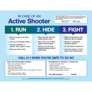 In Case of an Active Shooter Poster, Laminated, 17" x 22"