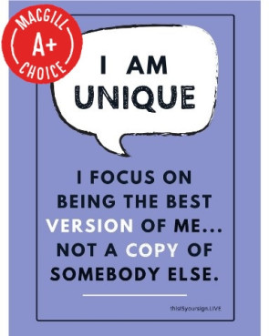 I Am Unique Poster, 11" X 17", Laminated