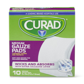 Curad® Sterile Pro-Gauze Pads, 3" x 3", 10/Box