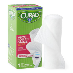 Curad® Stretch Rolled Gauze, 4" x 4.1 yds