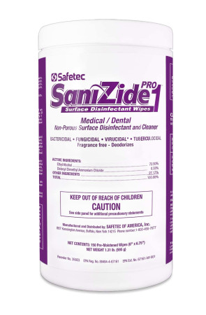 Safetec® SaniZide Pro 1™ Wipes, 6" x 6-3/4"