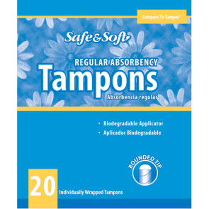 Safe & Soft® Tampons, Cardboard Applicator, 20/box