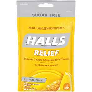 Halls Sugar Free Cough Drops, 25/Bag