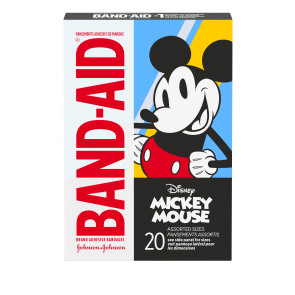 Band-Aid® Decorated Plastic Bandages, Mickey Mouse, 20/bx