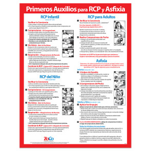CPR & Choking First Aid Poster, Spanish, 17" x 22" Laminated