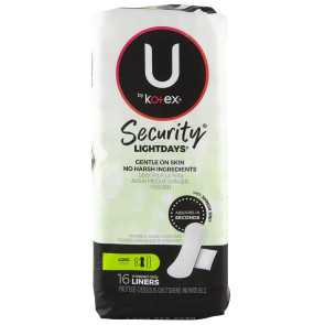 U by Kotex® Security® LightDays® Liners, Long, 16/pkg