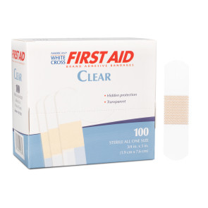 3/4" x 3" Clear Adhesive Bandages, 100/Box