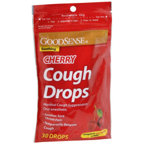 Economy Cough Drops, Cherry, 30 per Bag