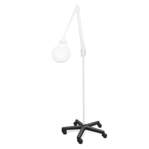Dazor Magnifier LED Lamp, White w/ Rolling Base
