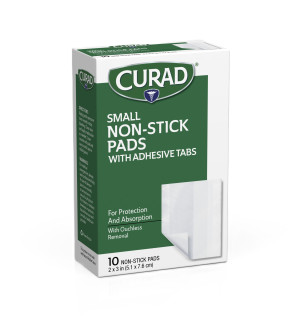2" x 3" Non Stick Pads with Adhesive Tabs, 10/Box