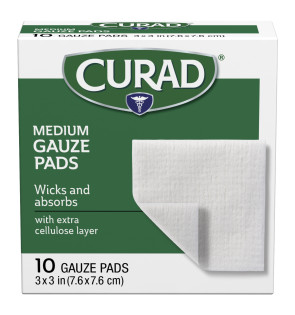 Curad® Sterile Pro-Gauze Pads, 3" x 3", 10/Box