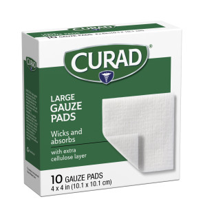 Curad® Sterile Pro-Gauze Pads, 4" x 4", 10/Box