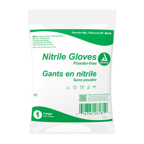 Large Powder-Free Nitrile Gloves, 1 pair per bag