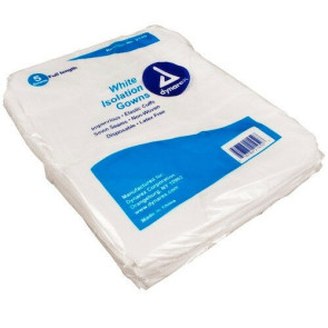 Isolation Gown, Poly-Coated Barrier, 5/bag