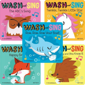 Hand Wash and Sing Stickers, 5 Designs, 100 per roll
