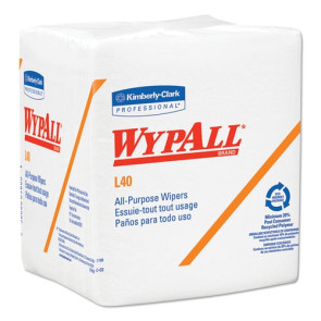 WypALL L40 Towels, 1/4 Fold, White, 12 1/2 x 12, 56/Box