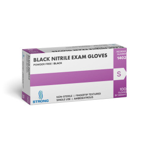 Strong MFG Black Nitrile Exam Gloves, Small, 10 Boxes/Case