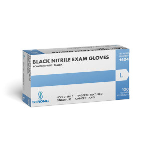 Strong MFG Black Nitrile Exam Gloves, Large,10 Boxes/Case