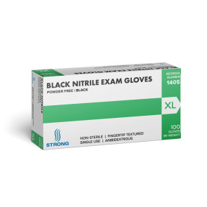 Strong MFG Black Nitrile Exam Gloves, X-Large,10 Boxes/Case