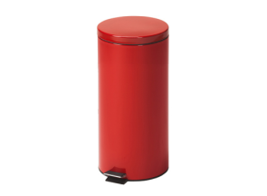 Round Step-On Waste Receptacle, 30 Quart, Red