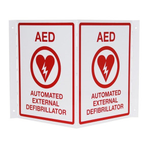 Triangular AED Sign, Metal
