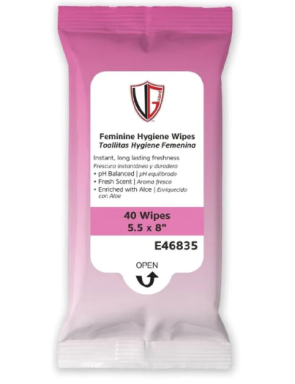 Feminine Hygiene Wipes, 5.5" x 8", 40 per pack