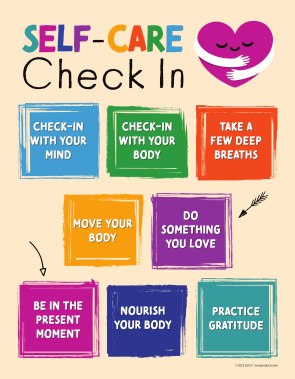 Self-Care Check In Poster, 17" x 22", Laminated