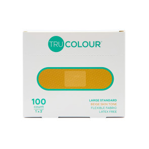Tru-Colour® Flexible Fabric Bandages, 1" x 3" Beige, 100/Box